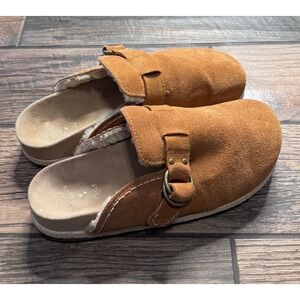 Polo Ralph Lauren Turbach Clog Suede Shearling Lined Men's Tan Sz 11